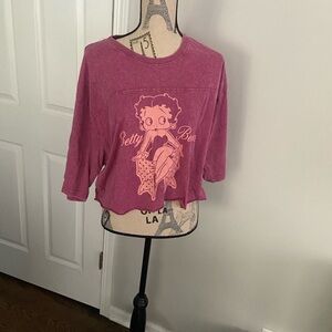 Betty Boop Graphic Crop Top - Pink